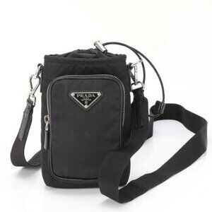 Prada Tessuto nylon triangle logo Saffiano leather Crossbody Bag tote black